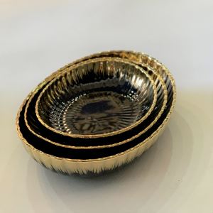 DekorArya Gold Yaldızlı Kayık Tabak Set Siyah
